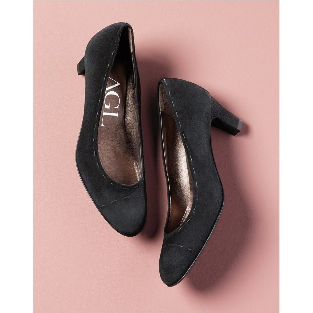 AGL Attilio Giusti Leombruni Round Toe Suede Pumps Shoes 7